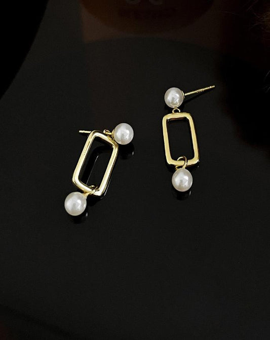 Pearl Square Drop Earrings