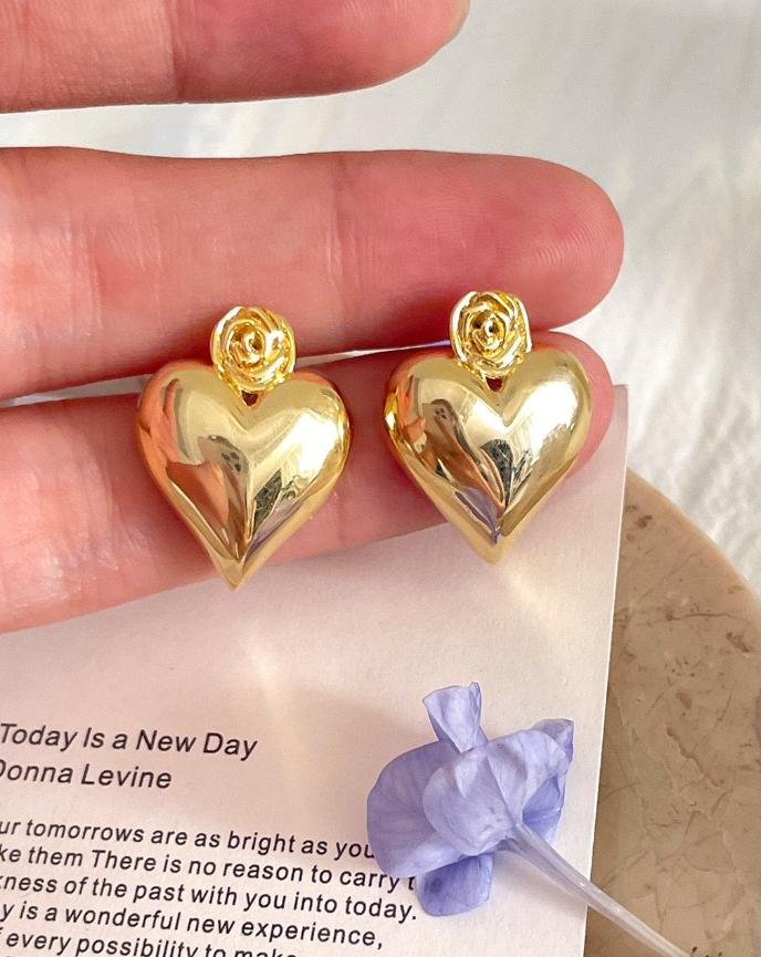 Rose Heart Earrings