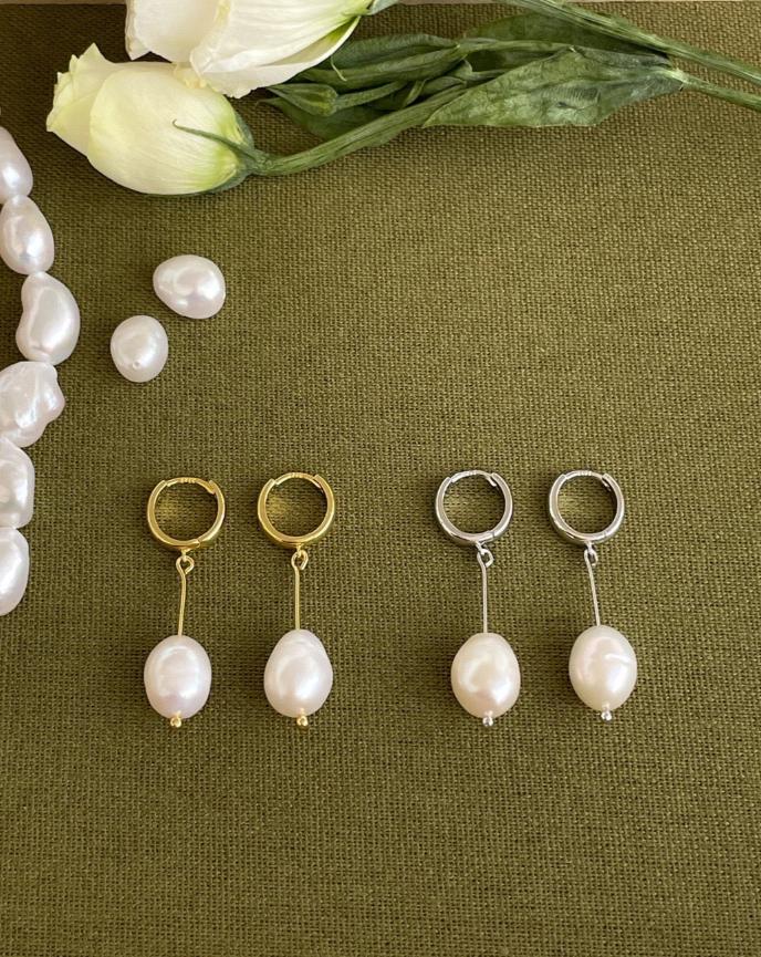 French Baroque Natural Pearl Drop Earrings