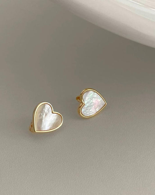 Agate Golden Heart Hoop Earrings