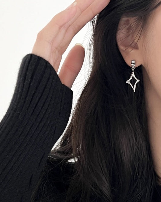 Artsy Cross Star Unisex 925 Silver Earring