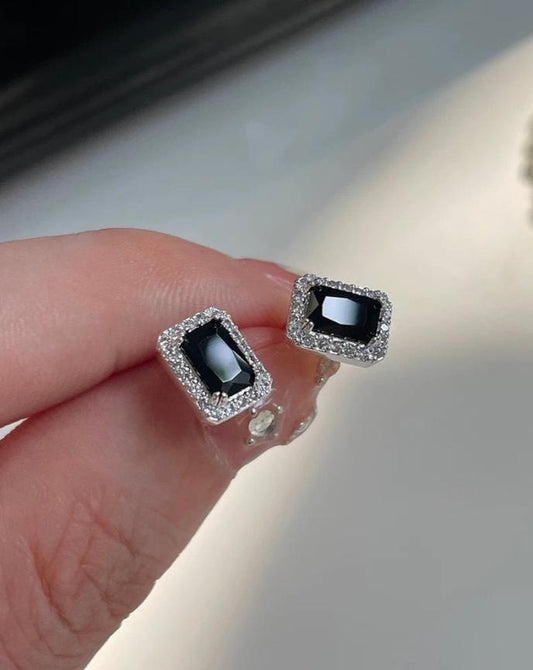 Black Zircon Stud Earrings