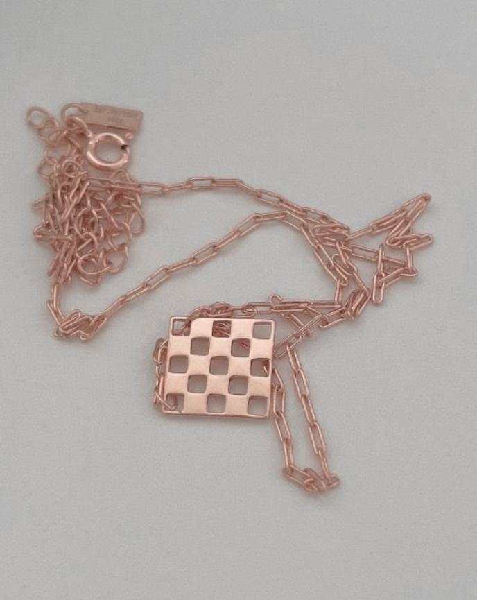 Checkerboard Rose Gold Necklace