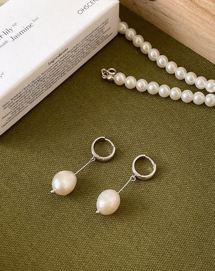 French Baroque Natural Pearl Drop Earrings