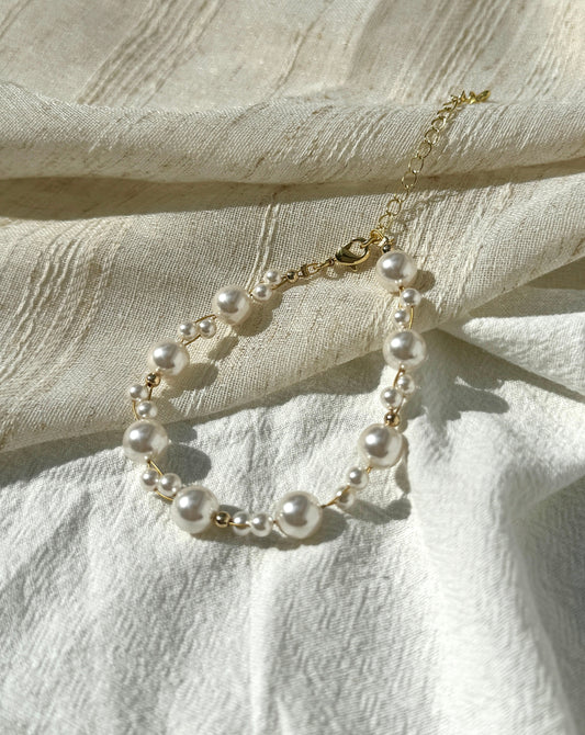 Handmade French Style Pearl 14k Gold-Plated Bracelet