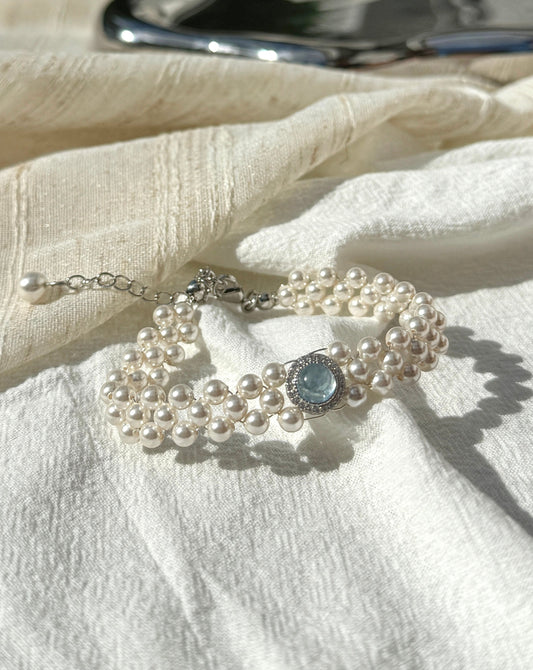 Aquamarine Elegant Pearl Bracelet