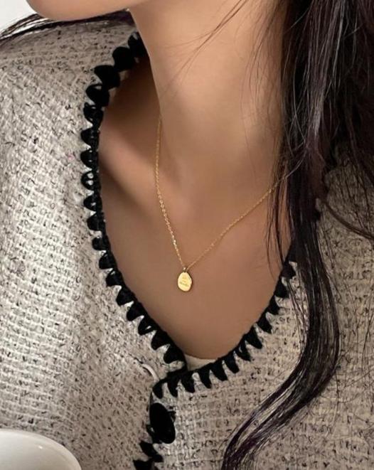 Gold Letter Disc Pendant Necklace