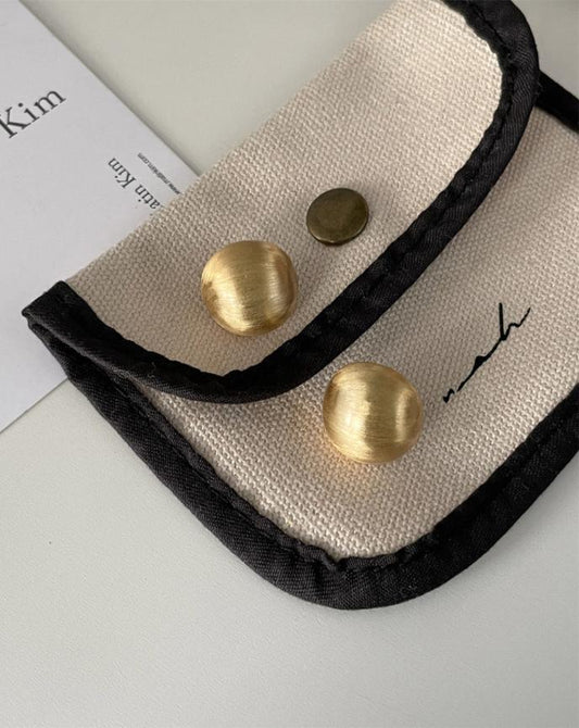 Gold Matte Round Ball Earrings