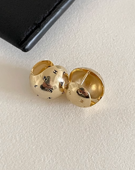 Gold Round Ball Earrings