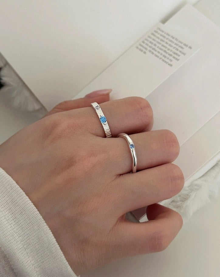 Thin Band with One Zirconia - Wide Band with Two Zirconias silver rings