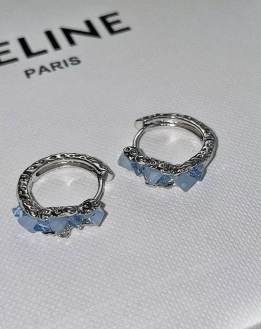 Blue Crystal Hoop Earrings