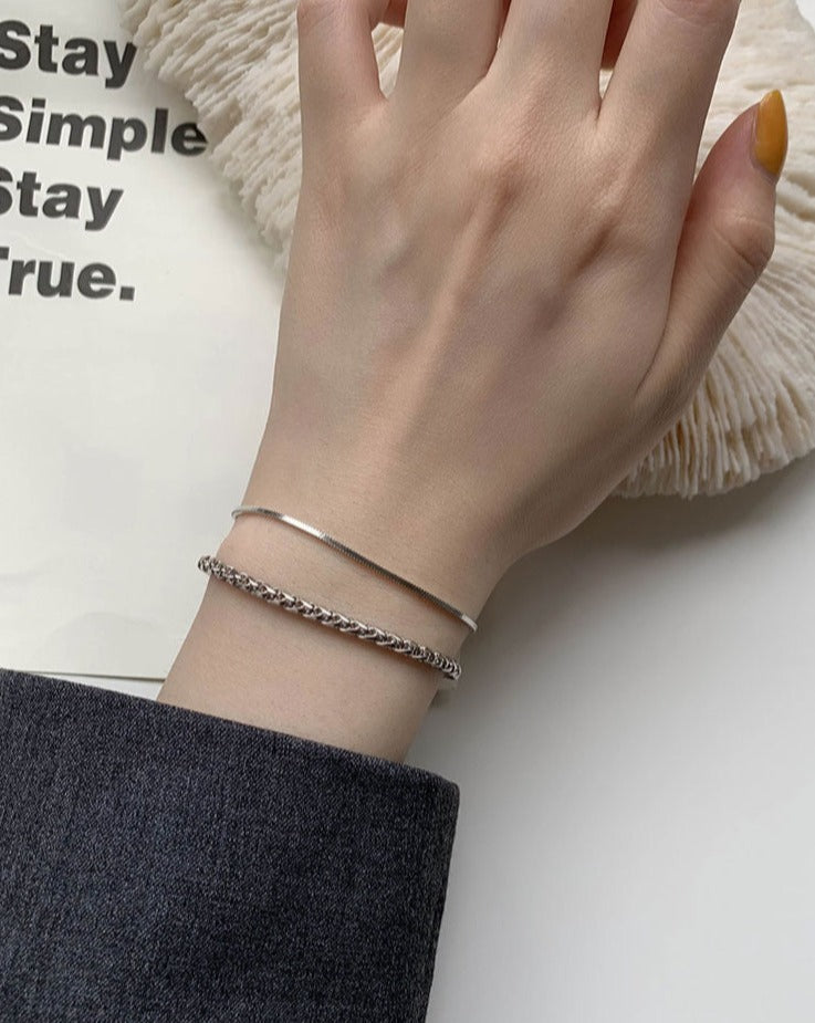 Minimalist Double-Stacked Silver Bracelets