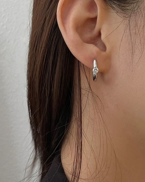 Shine Cubic Zirconia Hoop Silver Earrings