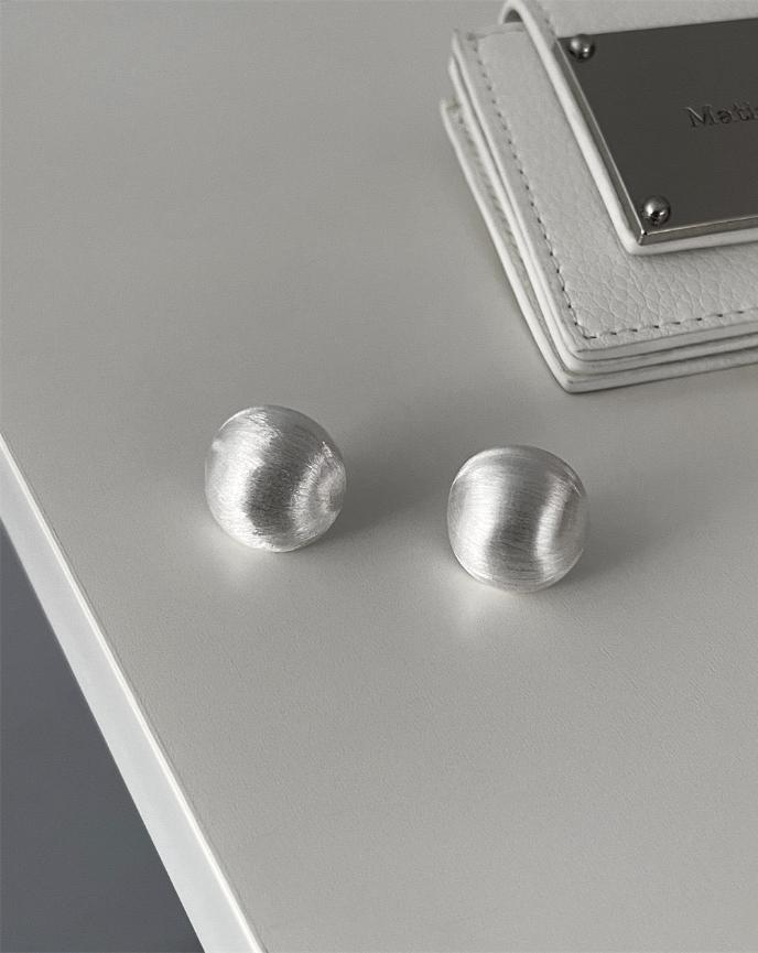 Silver Matte Round Ball Earrings